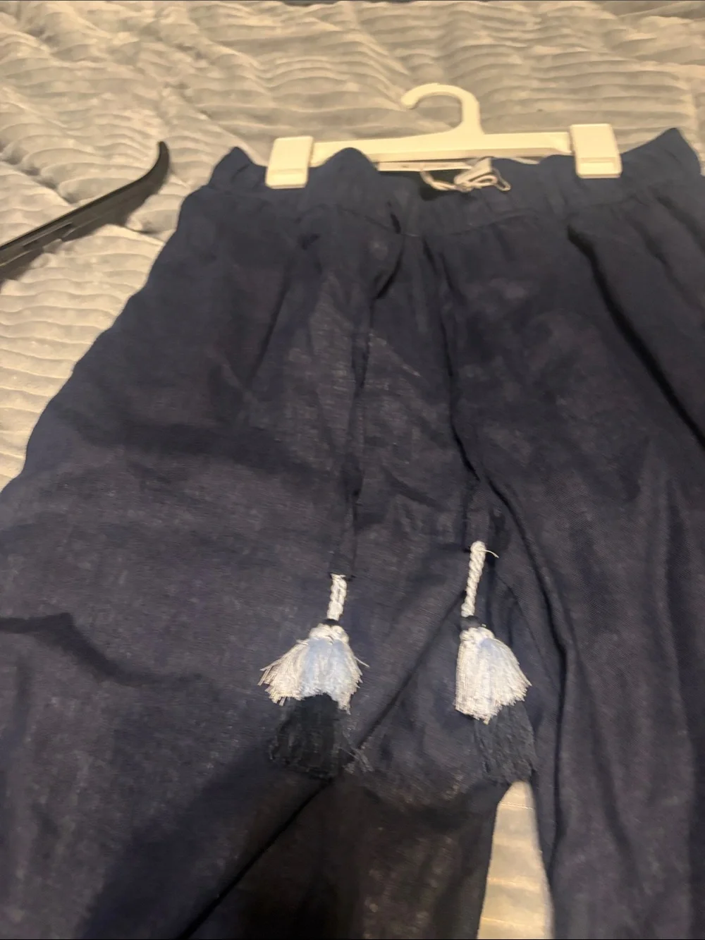 Haute Hippie Navy Wide-Leg Pants with White Side Panels